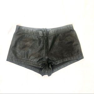 Handmade Black Leather Shorts with Silk Lining
